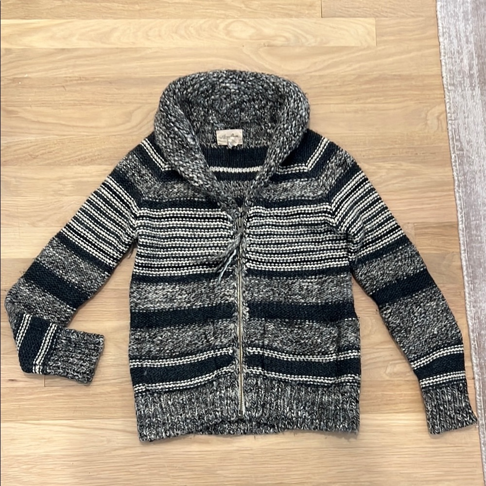 Aritzia Gray and Black Striped Cardigan